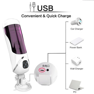 Male Masturbator Sex Toys Vagina Hands Cunt Adults Erotic Automatic Portable for Men TPE Voice Aircraft Cup Telescopic Rotation (Set) - sextoysok