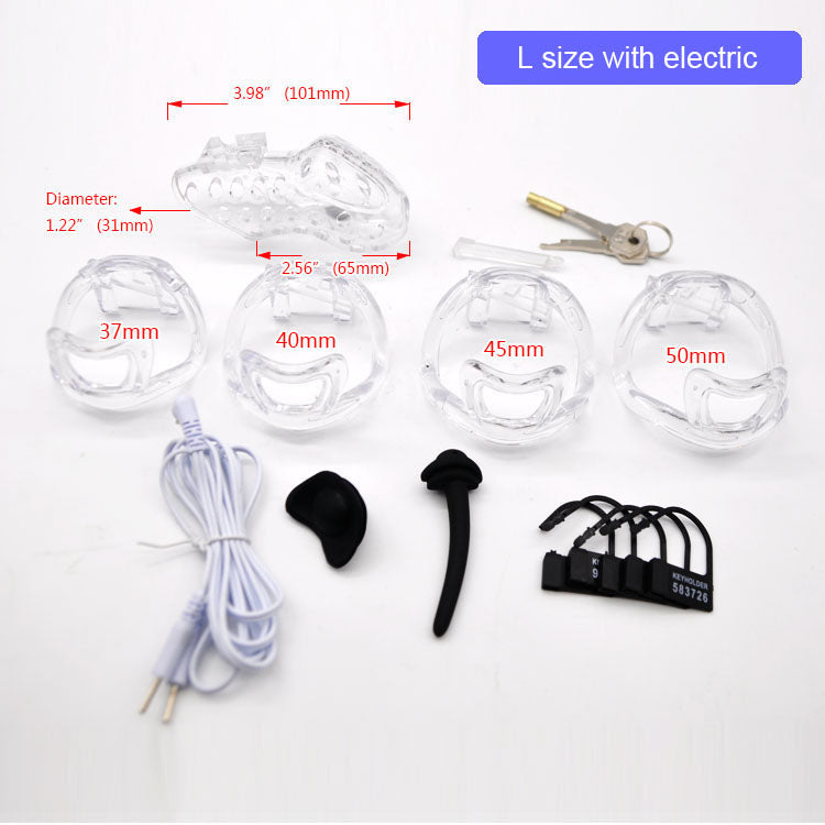 2019 New Air 1 Super Breathable Male Chastity Cage With Electric Shock Device and Multiple Locks - sextoysok