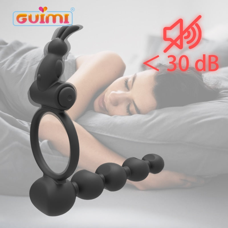 Silicone Cock Ring Wearing Anal Plug Butt Plug Prostate Massager Delay Ejaculation Sex Toys for Men Couples Male Masturbation (Black) - sextoysok