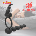 Silicone Cock Ring Wearing Anal Plug Butt Plug Prostate Massager Delay Ejaculation Sex Toys for Men Couples Male Masturbation (Black) - sextoysok