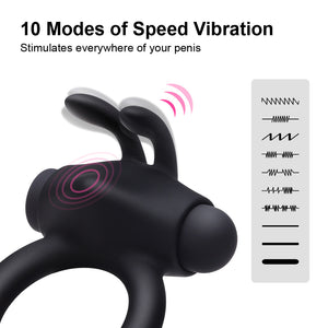 Luvkis Vibrating Silicone Cock Remote Control Rechargeable Penis whit Ring Clitoral G-Spot Vibrators Vibes Stimulators Sex Toys (Black) - sextoysok