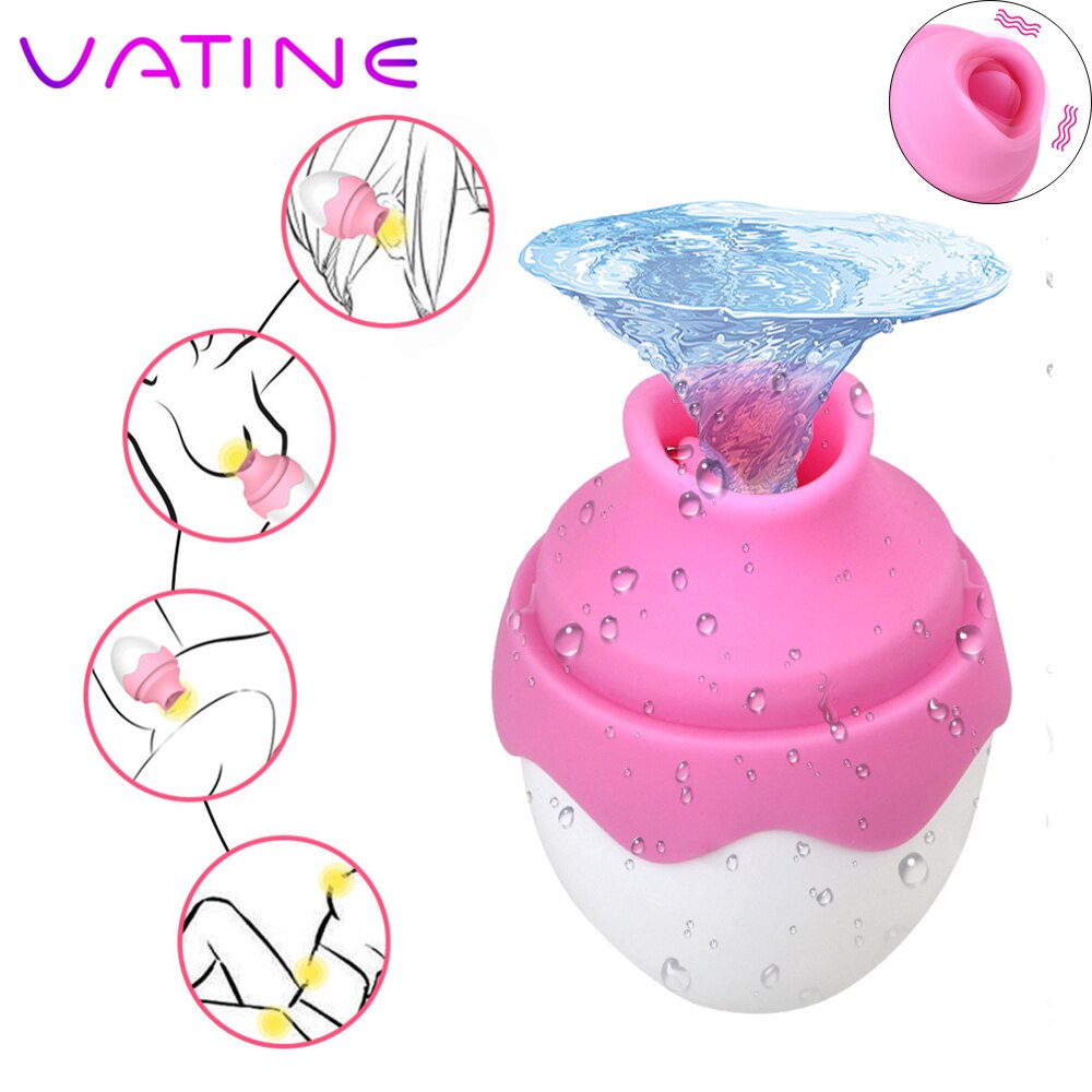 VATINE Egg Shape G-spot Suction Tongue Vibrator Nipple Massager Erotic Female Masturbation Clitoris stimulation - sextoysok