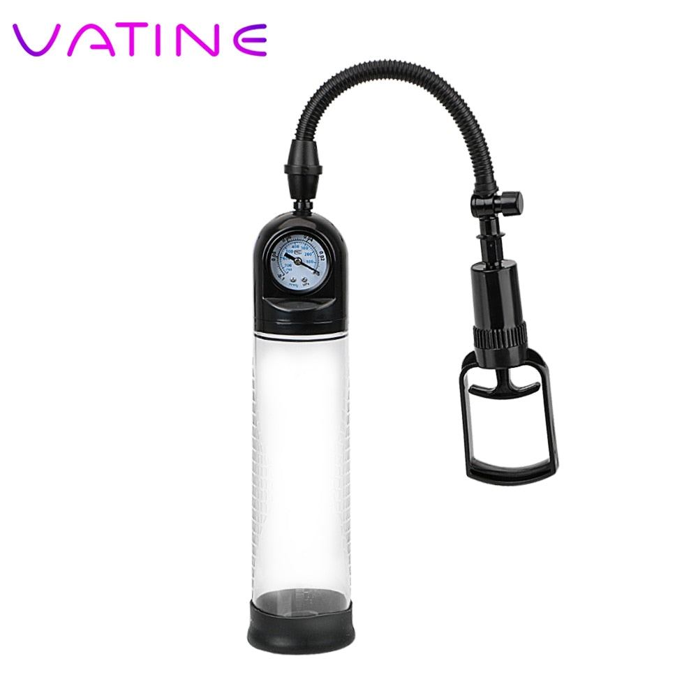 VATINE Male Masturbation Vacuum Pump Sex Toys For Men Penis Pump Penis Enlargement Delayed Ejaculation With Pressure gauge - sextoysok