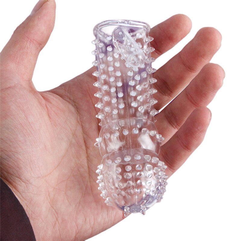 Afrodisiac TPE Penis Sleeve Delay Time Crystal Cock Rings Reusable Condom Penis Extension Penis Rings Adult Sex Toys for Men - sextoysok