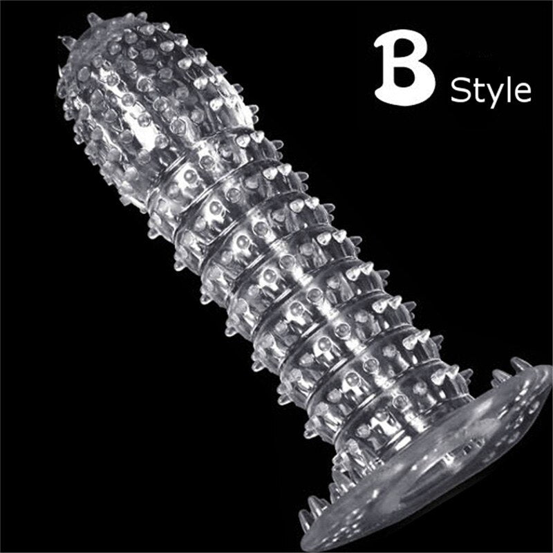 Afrodisiac TPE Penis Sleeve Delay Time Crystal Cock Rings Reusable Condom Penis Extension Penis Rings Adult Sex Toys for Men - sextoysok