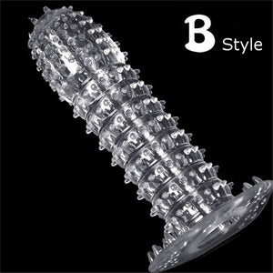 Afrodisiac TPE Penis Sleeve Delay Time Crystal Cock Rings Reusable Condom Penis Extension Penis Rings Adult Sex Toys for Men - sextoysok