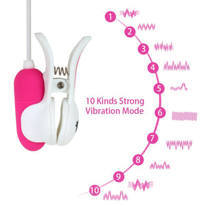 OLO 10 Speeds Vibrator Nipple Clip Clamps Breast Massage Clitoris Clip Clitoral Stimulation G spot Sex Toys for Women Cute - sextoysok