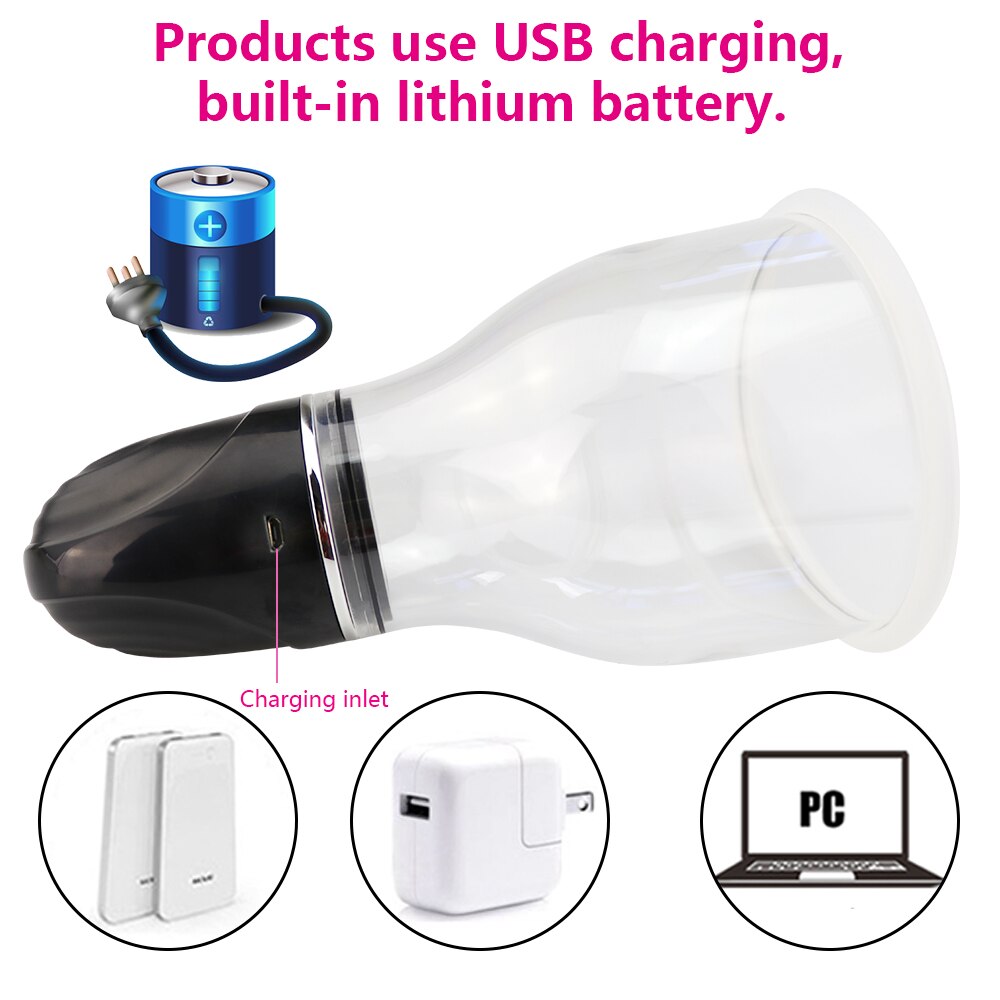 Breast Enlargement Pump Vacuum Suction Cup Electric Vibrator Strong Sucker Clitoris Massager Breast Enhancer Women Sex Toys - sextoysok