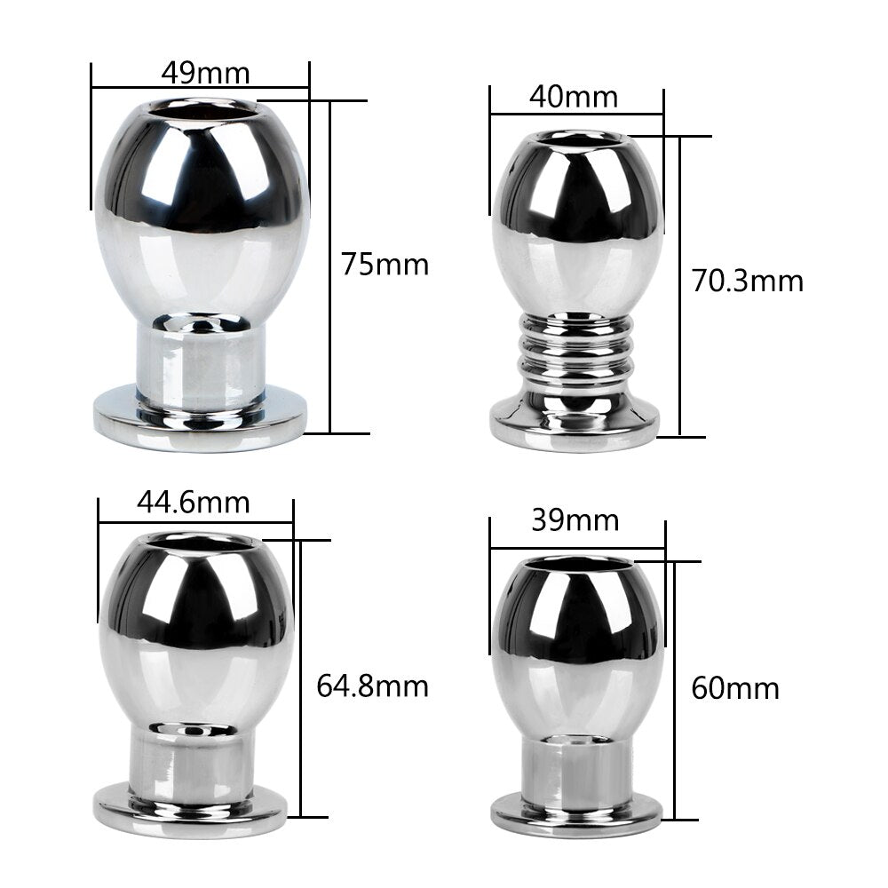 VATINE Metal Hollow Anal Plug Douche Enema Prostata Massager Sex Toys For Woman Men Gay Peep Vaginal Butt Plug Anal Dilator - sextoysok