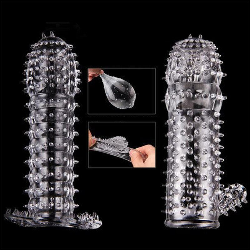 Afrodisiac TPE Penis Sleeve Delay Time Crystal Cock Rings Reusable Condom Penis Extension Penis Rings Adult Sex Toys for Men - sextoysok