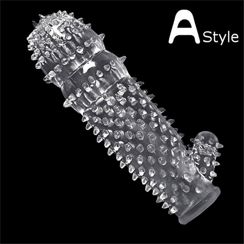 Afrodisiac TPE Penis Sleeve Delay Time Crystal Cock Rings Reusable Condom Penis Extension Penis Rings Adult Sex Toys for Men - sextoysok