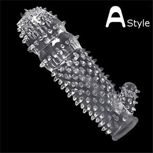 Afrodisiac TPE Penis Sleeve Delay Time Crystal Cock Rings Reusable Condom Penis Extension Penis Rings Adult Sex Toys for Men - sextoysok