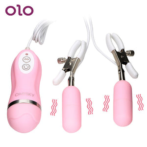 IKOKY Vibrating Nipple Clamps Nipple Vibrator 10 Frequency Silicone Breast Massage Nipple Stimulation Sex Toys for Women - sextoysok