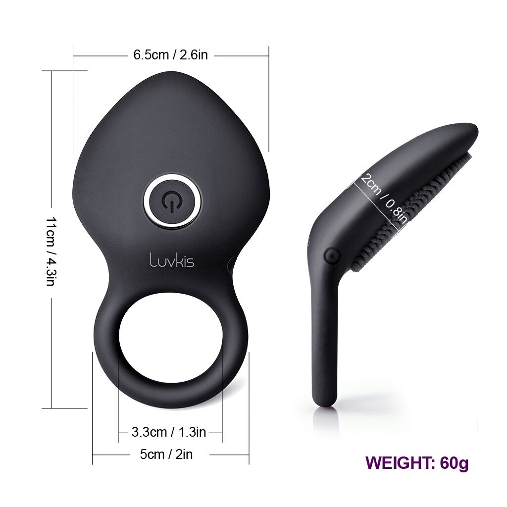 Luvkis 10 Speeds Penis Vibrator Rings Male Longer Lasting Vibrating Cock with Ring Massager Brush Silicone Sex Toys USB Charged - sextoysok
