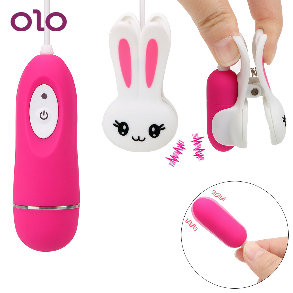 OLO 10 Speeds Vibrator Nipple Clip Clamps Breast Massage Clitoris Clip Clitoral Stimulation G spot Sex Toys for Women Cute - sextoysok