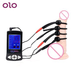 OLO Electric Shock Penis Ring Electro Stimulation Electric Shock Cock Ring Medical Therapy Massager Sex Toys for Men Silicone - sextoysok