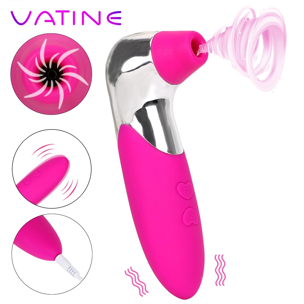 VATINE Female Masturbation Tongue Vibrating G-spot Vagina Massager Oral Licking Nipple Clitoral Stimulator Clit Sucker Vibrator (Purple) - sextoysok