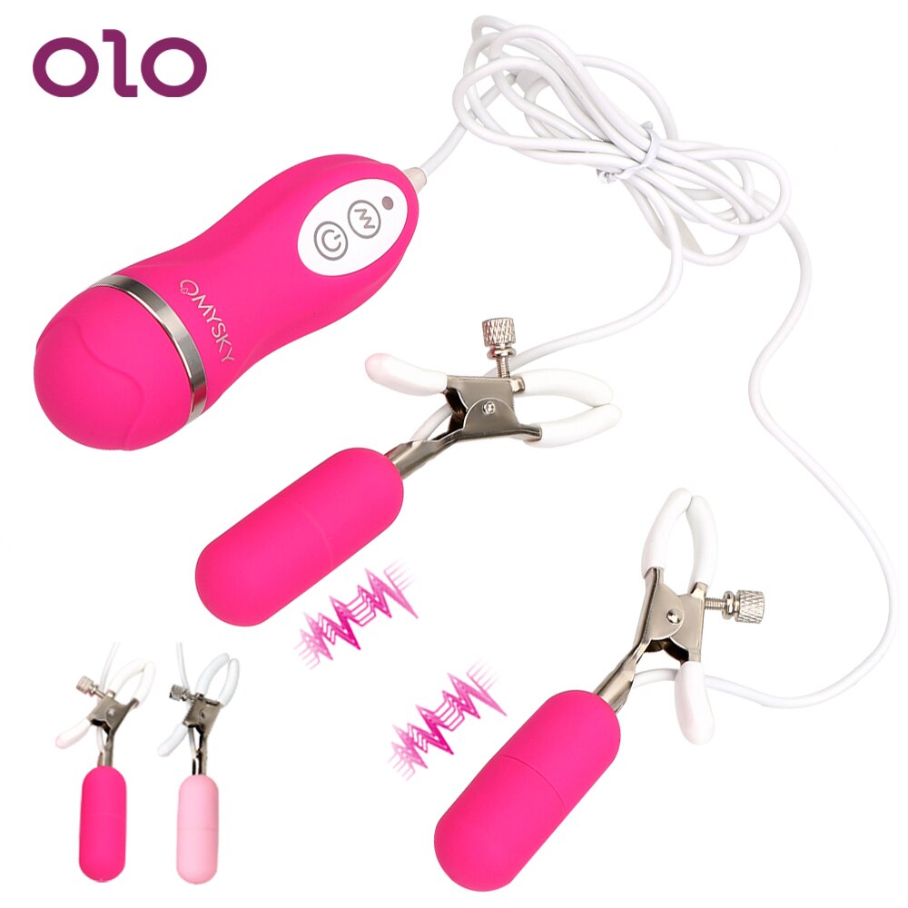 OLO 10 Frequency Breast Massage Nipple Vibrator Vibrating Nipple Clamps Sex Toys for Women Adult Products - sextoysok