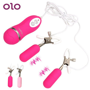OLO 10 Frequency Breast Massage Nipple Vibrator Vibrating Nipple Clamps Sex Toys for Women Adult Products - sextoysok