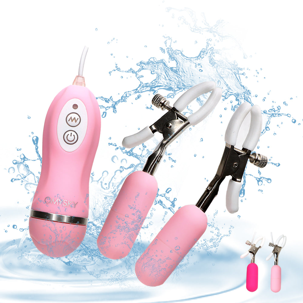 IKOKY Vibrating Nipple Clamps Nipple Vibrator 10 Frequency Silicone Breast Massage Nipple Stimulation Sex Toys for Women - sextoysok