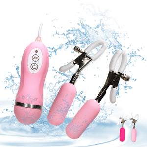 IKOKY Vibrating Nipple Clamps Nipple Vibrator 10 Frequency Silicone Breast Massage Nipple Stimulation Sex Toys for Women - sextoysok