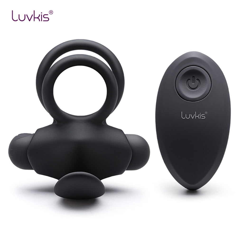 Luvkis Vibrating Silicone Cock Remote Control Rechargeable Penis whit Ring Clitoral G-Spot Vibrators Vibes Stimulators Sex Toys (Black) - sextoysok