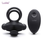 Luvkis Vibrating Silicone Cock Remote Control Rechargeable Penis whit Ring Clitoral G-Spot Vibrators Vibes Stimulators Sex Toys (Black) - sextoysok