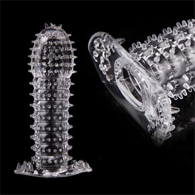 Afrodisiac TPE Penis Sleeve Delay Time Crystal Cock Rings Reusable Condom Penis Extension Penis Rings Adult Sex Toys for Men - sextoysok