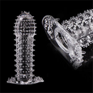 Afrodisiac TPE Penis Sleeve Delay Time Crystal Cock Rings Reusable Condom Penis Extension Penis Rings Adult Sex Toys for Men - sextoysok