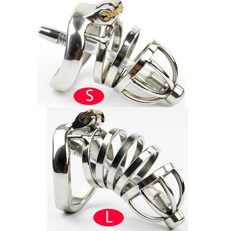 Prison Bird Male Stainless Steel Cock Cage Penis Ring Chastity Device catheter with Stealth New Lock Adult Sex Toy A275 - sextoysok