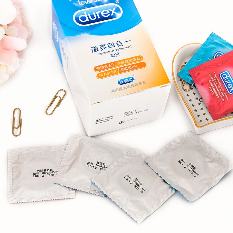 Durex 32Pcs/Pack Sensation Value 4in1 Ultra Thin Sexy Lubricated Condoms Sex Toys Condom for men Vanilla Flavor - sextoysok
