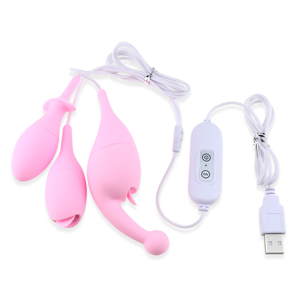 10 Modes Tongue Licking Víbrator Multi-use Mute Nipple Clitoris Stimulator G Spot Massager and Anal Plug Sex Toy for Women - sextoysok