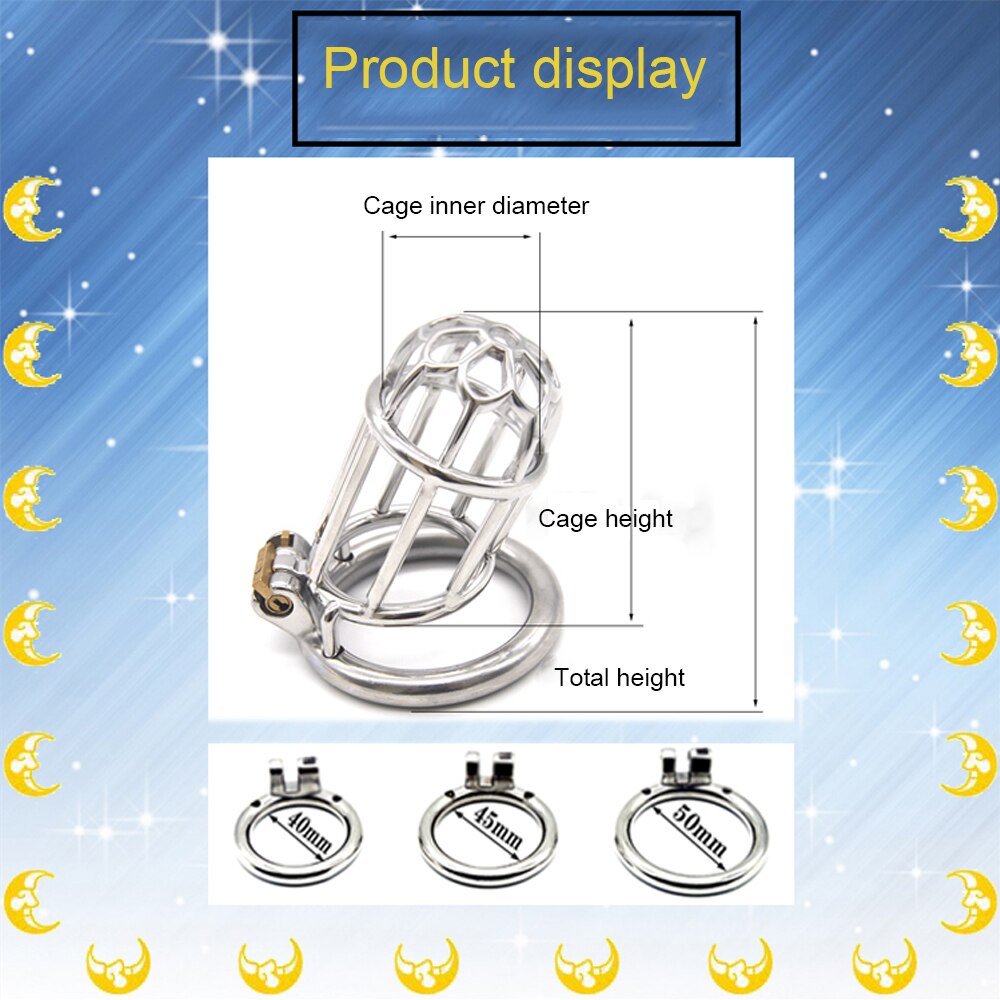 Male Chastity Lock Plum Blossom Head Lengthened Cock Cage Sexual Goods Anti-derailment Masturbation Adult SM Chastity Steel - sextoysok