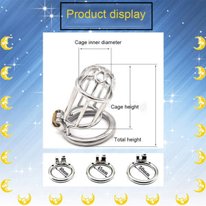 Male Chastity Lock Plum Blossom Head Lengthened Cock Cage Sexual Goods Anti-derailment Masturbation Adult SM Chastity Steel - sextoysok