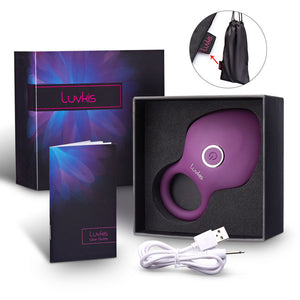 Luvkis 10 Speeds Penis Vibrator Rings Male Longer Lasting Vibrating Cock with Ring Massager Brush Silicone Sex Toys USB Charged - sextoysok