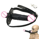 camaTech Silicone Double-Ended Dildos Gag Strap On Open Mouth Dong Plug With Locking Buckles Leather Harness Bondage For Couples - sextoysok