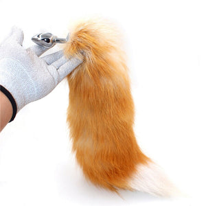 SAIXS Fox Tail Anal Plug With Big Real Crystal Fox Tails Metal Butt Plug Couple Sex Toys Erotic Cosplay Tail Drop shipping - sextoysok