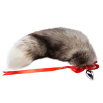 Real Fox Tail Bow Stainless Steel Butt Plug Vibrator Erotic Cosplay Accessories Intimate Goods Anal Expand Vagina Dildo Massager - sextoysok