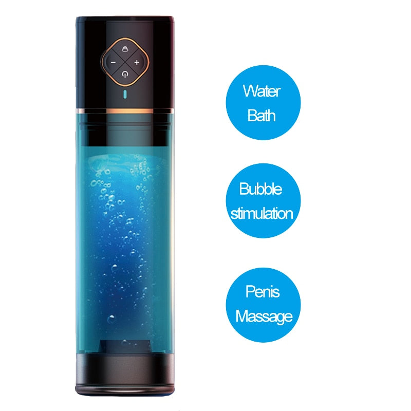 Water Bath Penis Enlargement Pump Electric Penis Extender Trainer Aid Impotence Helper Vacuum Pump Masturbator Sex Toys For Man (penis pump) - sextoysok