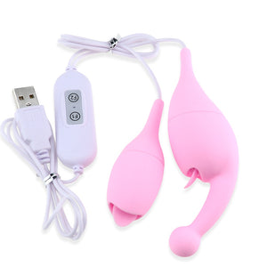 10 Modes Tongue Licking Víbrator Multi-use Mute Nipple Clitoris Stimulator G Spot Massager and Anal Plug Sex Toy for Women - sextoysok