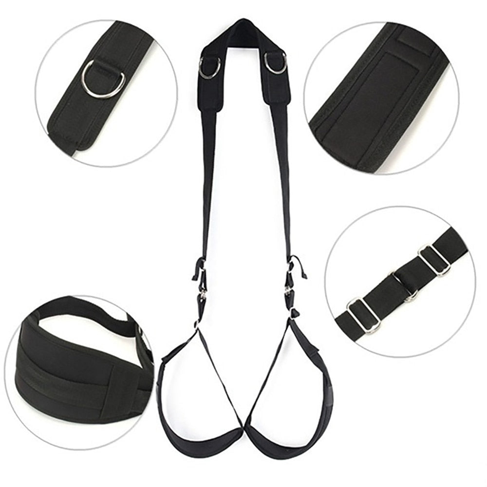 Portable Thigh Restraint Sling for Fetish Bondage Unisex Sex Swing Toy Sex Toys for Fetish men (Black) - sextoysok