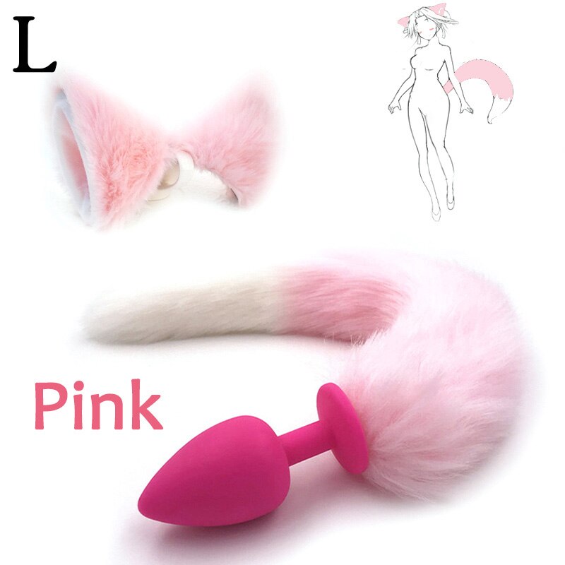 Silicone Plug Fox Tail butt plug and lovely ears anal Sex Toy for women Adult Games Sex Products and dildo vibrator - sextoysok