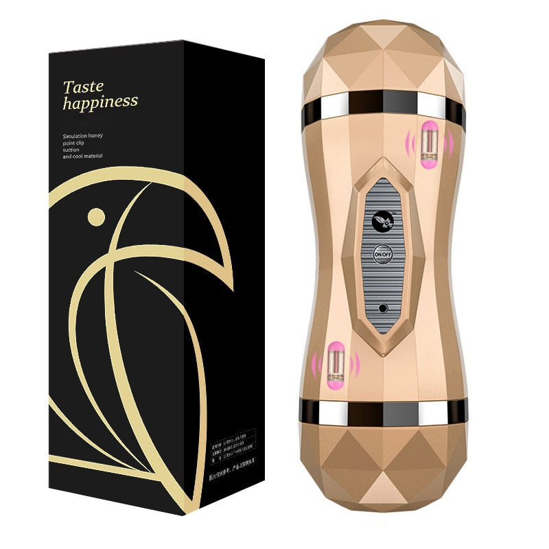 gelugee Male Masturbator Vibrator Real Vagina for Men Silicone Toy,Deep Throat Pussy Mouth Double Sex Toys for Adult Suck Man - sextoysok
