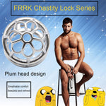 Male Chastity Lock Plum Blossom Head Lengthened Cock Cage Sexual Goods Anti-derailment Masturbation Adult SM Chastity Steel - sextoysok