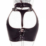 DOMI Black PU Erotic Fetish Dress Mini Adult Game Porn Skirt Sex bdsm bondage Women Sex Toy - sextoysok