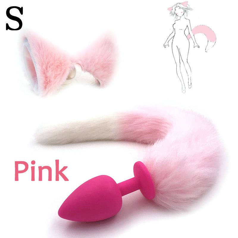 Silicone Plug Fox Tail butt plug and lovely ears anal Sex Toy for women Adult Games Sex Products and dildo vibrator - sextoysok