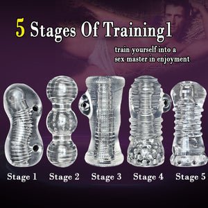 Afrodisiac Training 5pcs/lot 5 Stages Delay Training Penis Trainer Erotic Pocket Pussy Penis Massager Afrodisiac Toys for Men - sextoysok