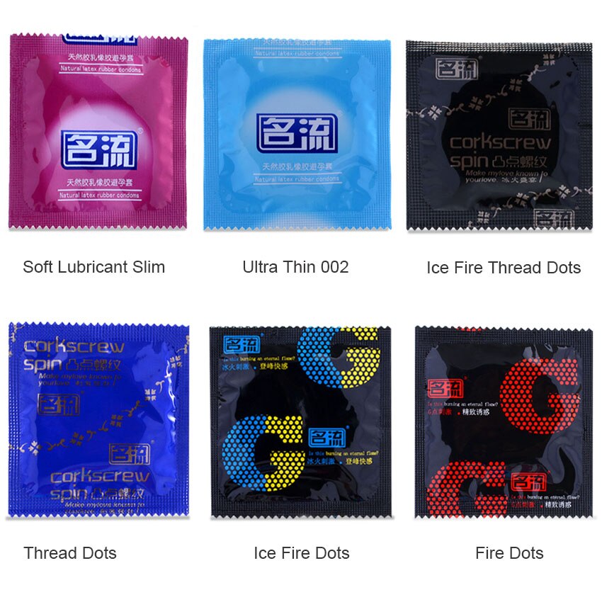 MingLiu Six In Sex 96PCS amazing condoms value high quality condoms for horny men women adult sex toy (ice and fire) - sextoysok