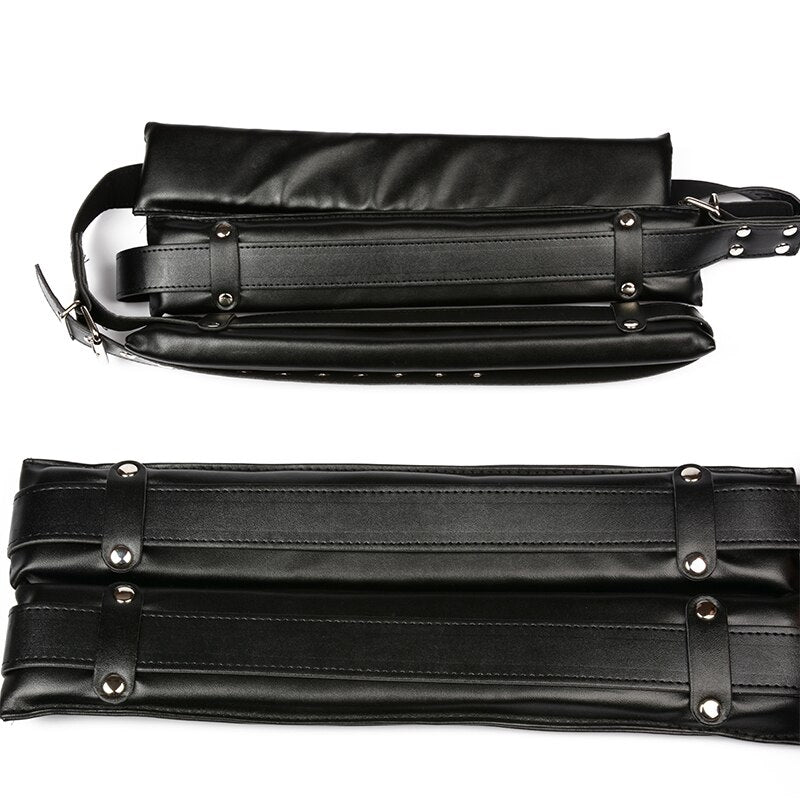 PU Leather Sponge BDSM Bondage Restraints Open Leg Adult SM Game Restrain Ropes Sex Swing For Women Sex Toys For Adults Couples (Black) - sextoysok
