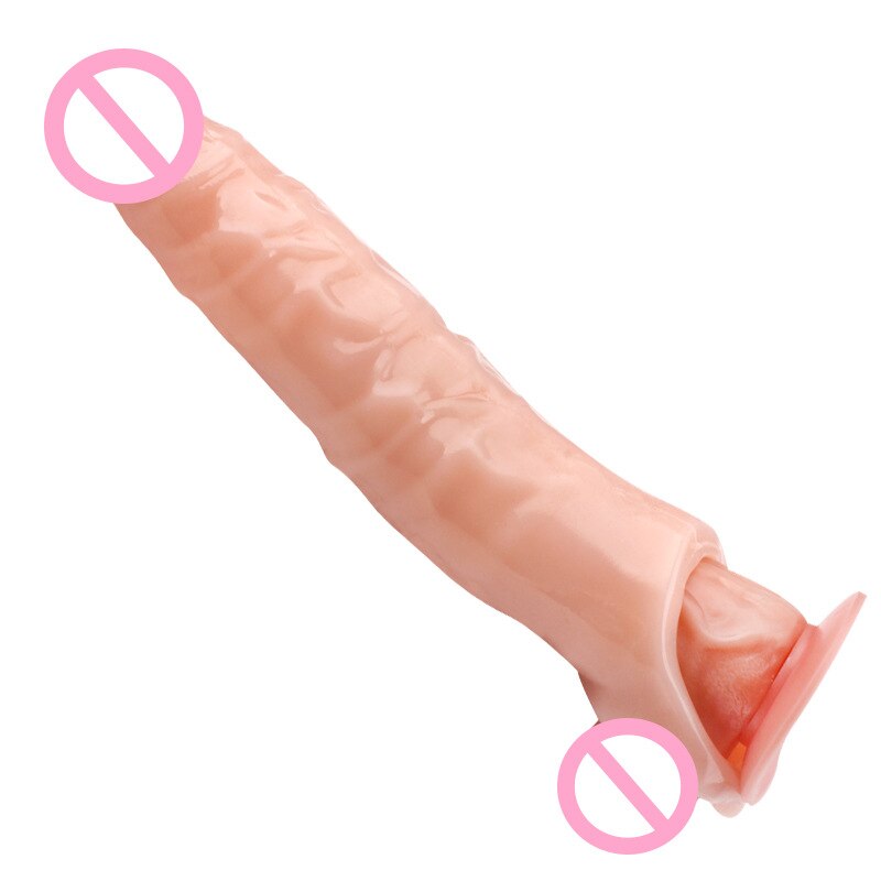 28cm Long Large Size Penis Extender Condoms Reusable Penis Sleeve Girth Impotence Dick Enlargement Sex Toys Cock Ring For Men - sextoysok